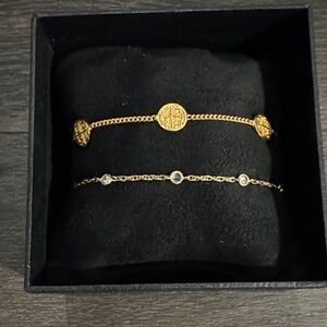 Julie Vos Gold Coin and Crystal Bracelet Set